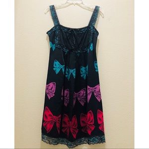 Betsey Johnson Bow Print Black Mini Dress
